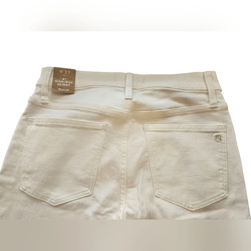Women's Madewell White 9” High-Rise Skinny Jean Waist 27" New With Tags - Picture 4 of 5